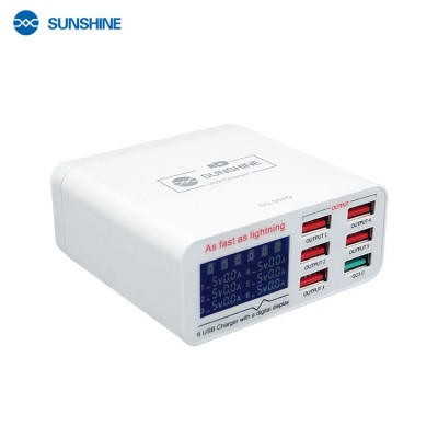 Digital voltage display Multi 6 Ports USB Charger Quick Charger 6A USB Charger for iPhone iPad Samsung Galaxy Pad