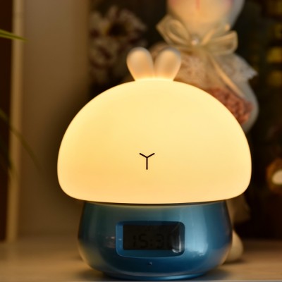 Table Rabbit Lamp Silicone Kids Clocks Rechargeable Rabbit Night Light